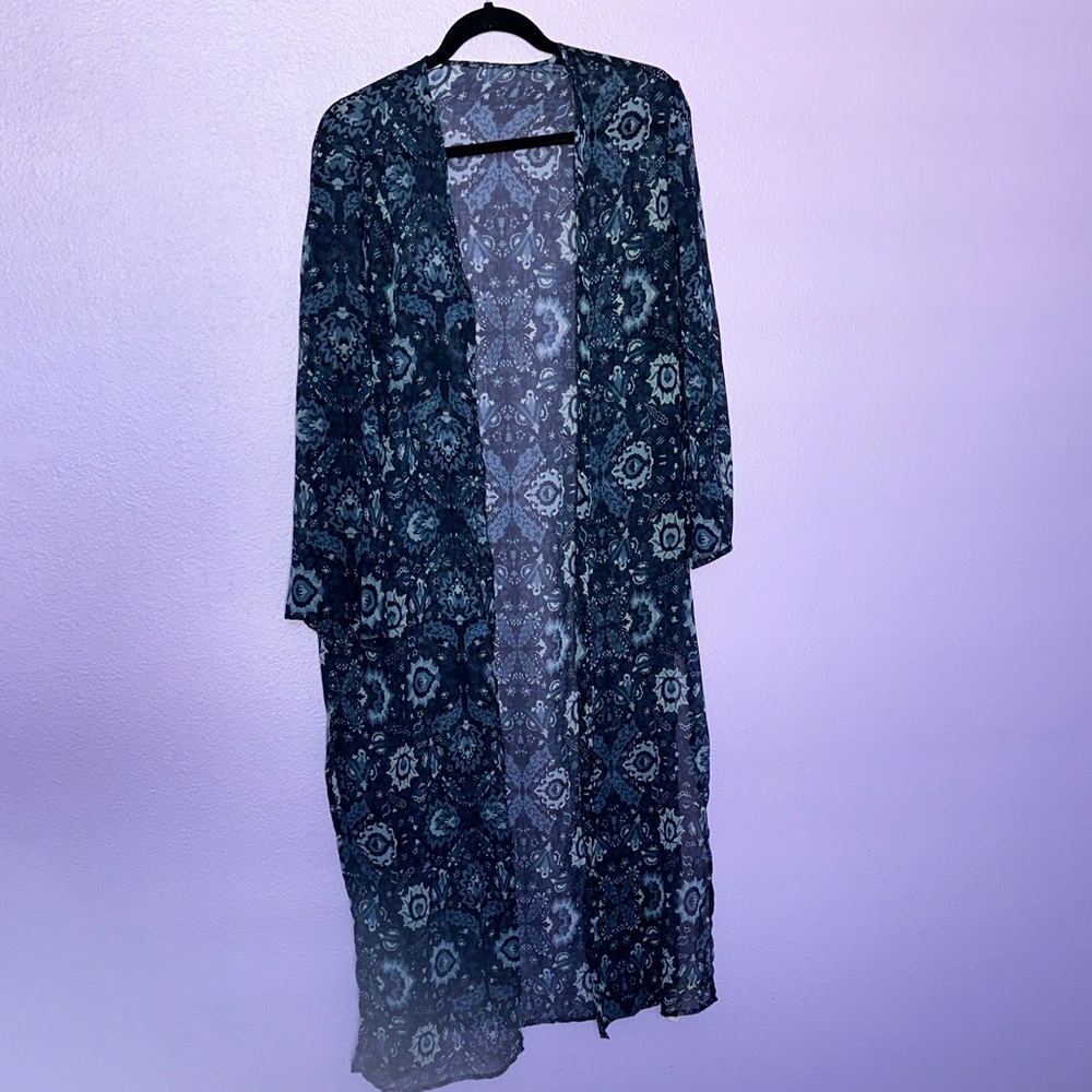 LUCKY BRAND Floral Patterned Long Kimono